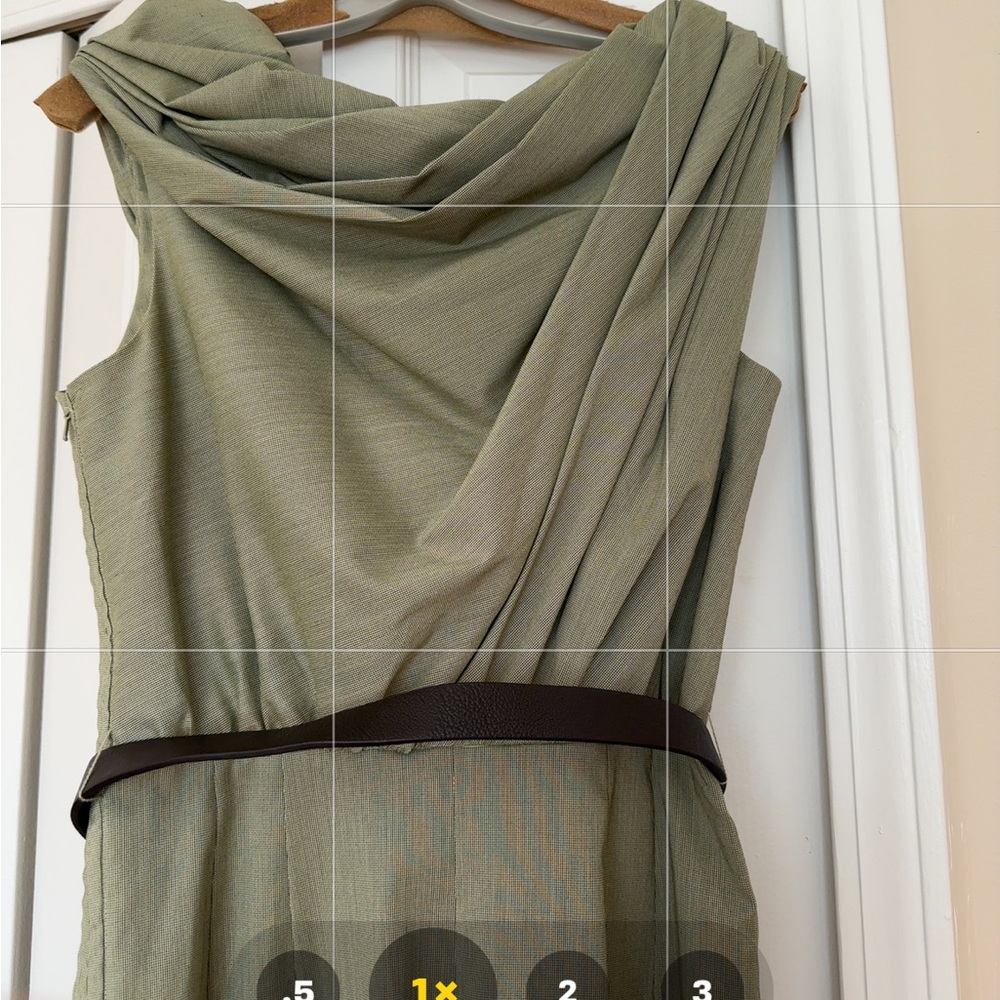 Byron Lars Green Asymmetrical Ruched Sheath Dress